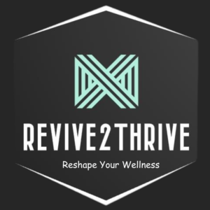 A dynamic design representing transformation and growth, featuring the text 'Revive2Thrive' that symbolizes the journey from renewal to flourishing